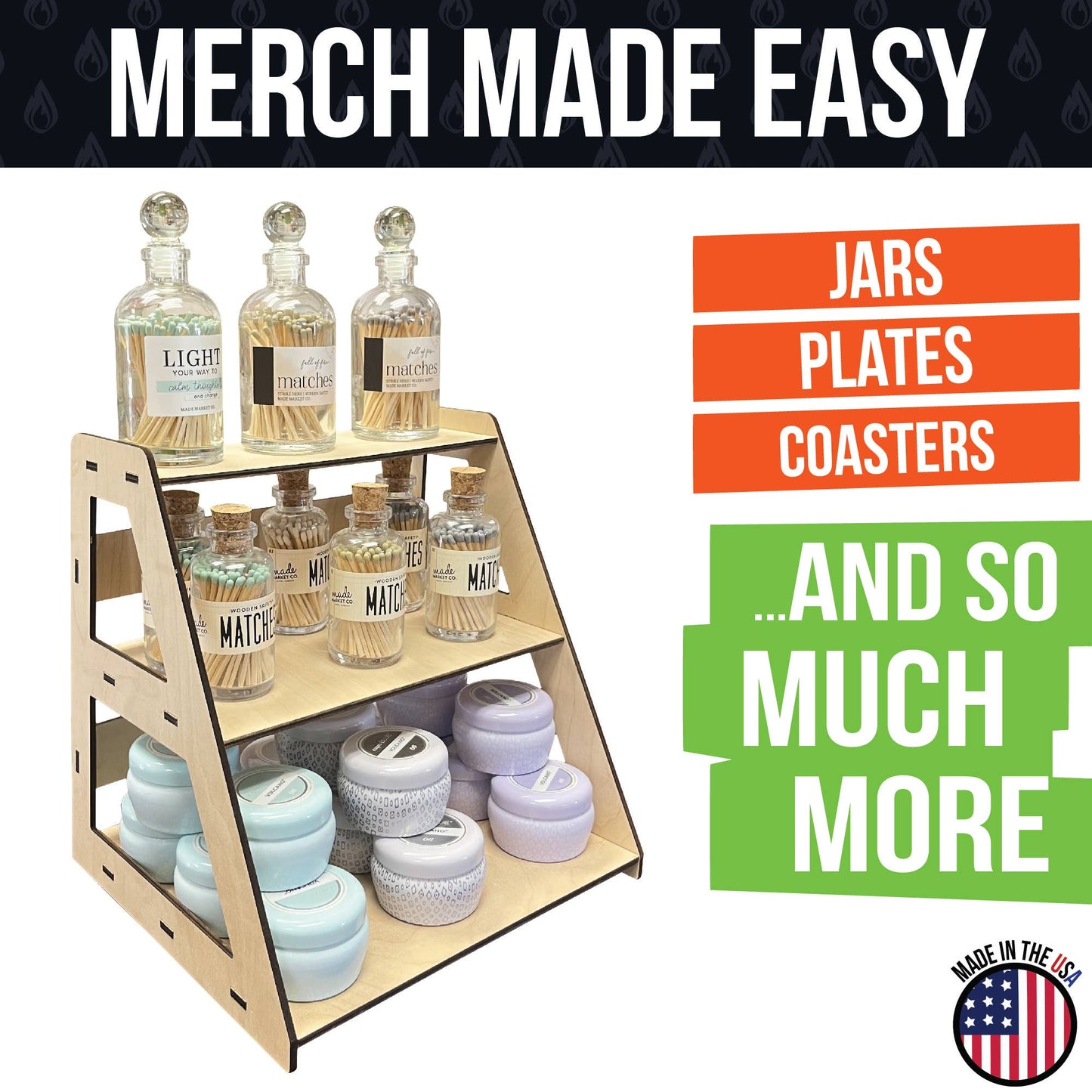 3-Tier Retail Table Display Stand with Shelves