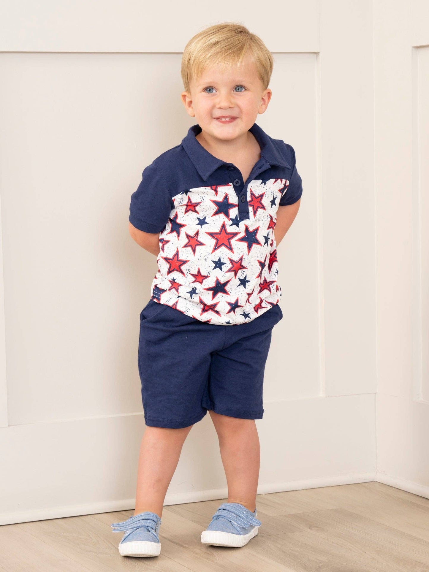 Navy & Red Stars Polo Outfit