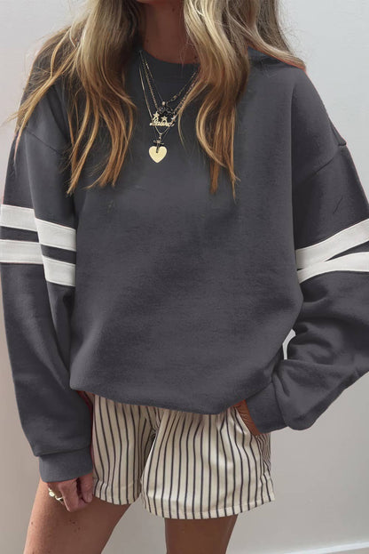 LDC Varsity Striped Detail Drop Shoulder Sweatshirt