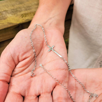 925 Sterling Silver Sideways Cross Necklace