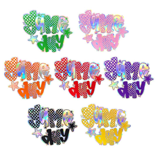 Game Day Checkered Holographic Iron On Patch