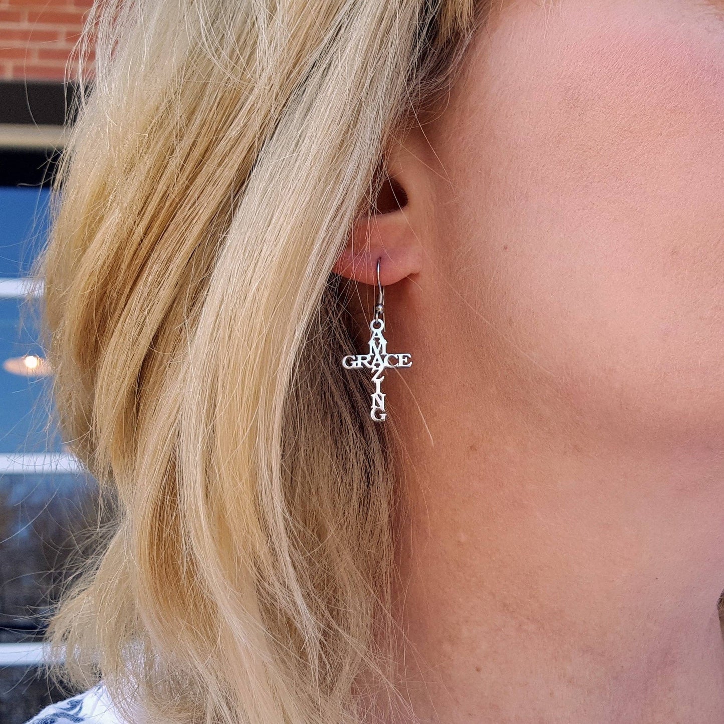 Amazing Grace Cross Earrings