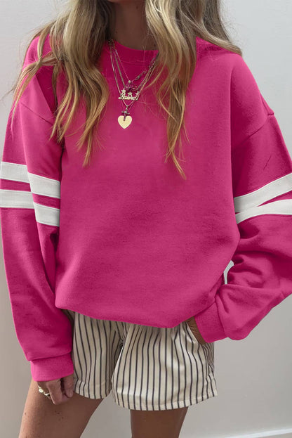 LDC Varsity Striped Detail Drop Shoulder Sweatshirt